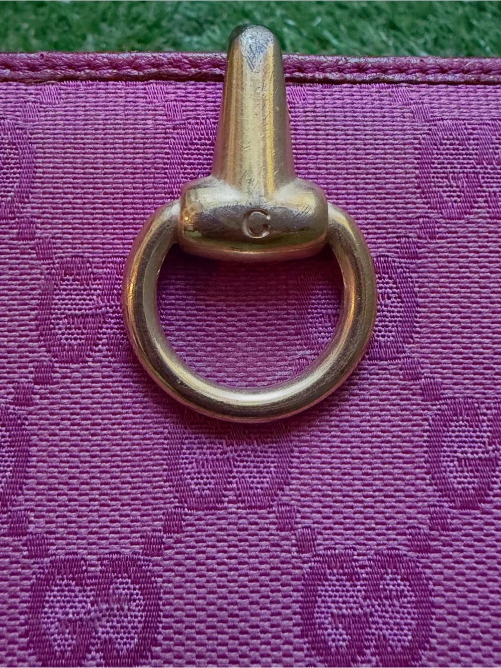 Vintage Gucci Horsebit Monogram Pink Long Wallet